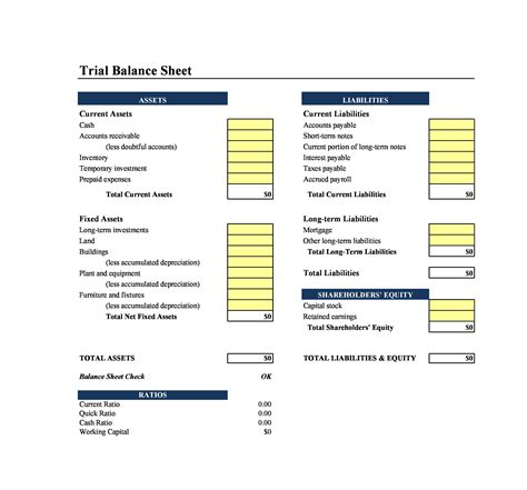 Free Printable Balance Sheet Template